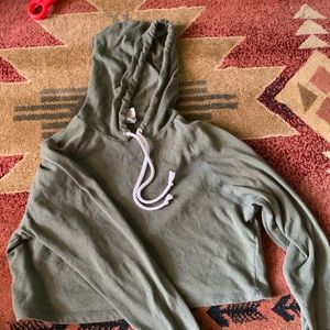 Green Cropped Hooded Sweater